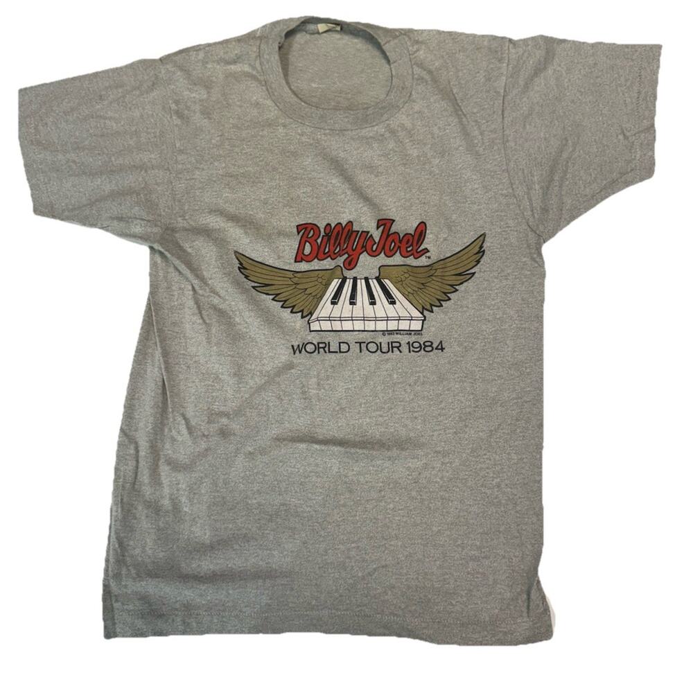 Vintage 1984 Billy Joel Keeping The Faith World Tour Grey T-Shirt - Large